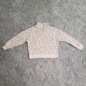 Hippie Rose Small Tan and Gray Cheetah Print 1/4 Zip Sweatshirt